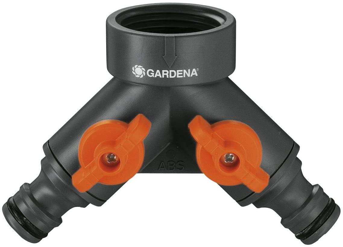 Gardena Valvola a 2 vie per rubinetto con filetto da 26,5 mm (G 3/4") per il collegamento contemporaneo di due dispositivi codice 938-20 confezione con 2 pezzi