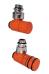 Tubes Set Valvola Termostatizzabile e Detentore ad Angolo per Rame o Multistrato  con Codolo da 1/2" Arancio Puro Ral 2004 lucido come foto