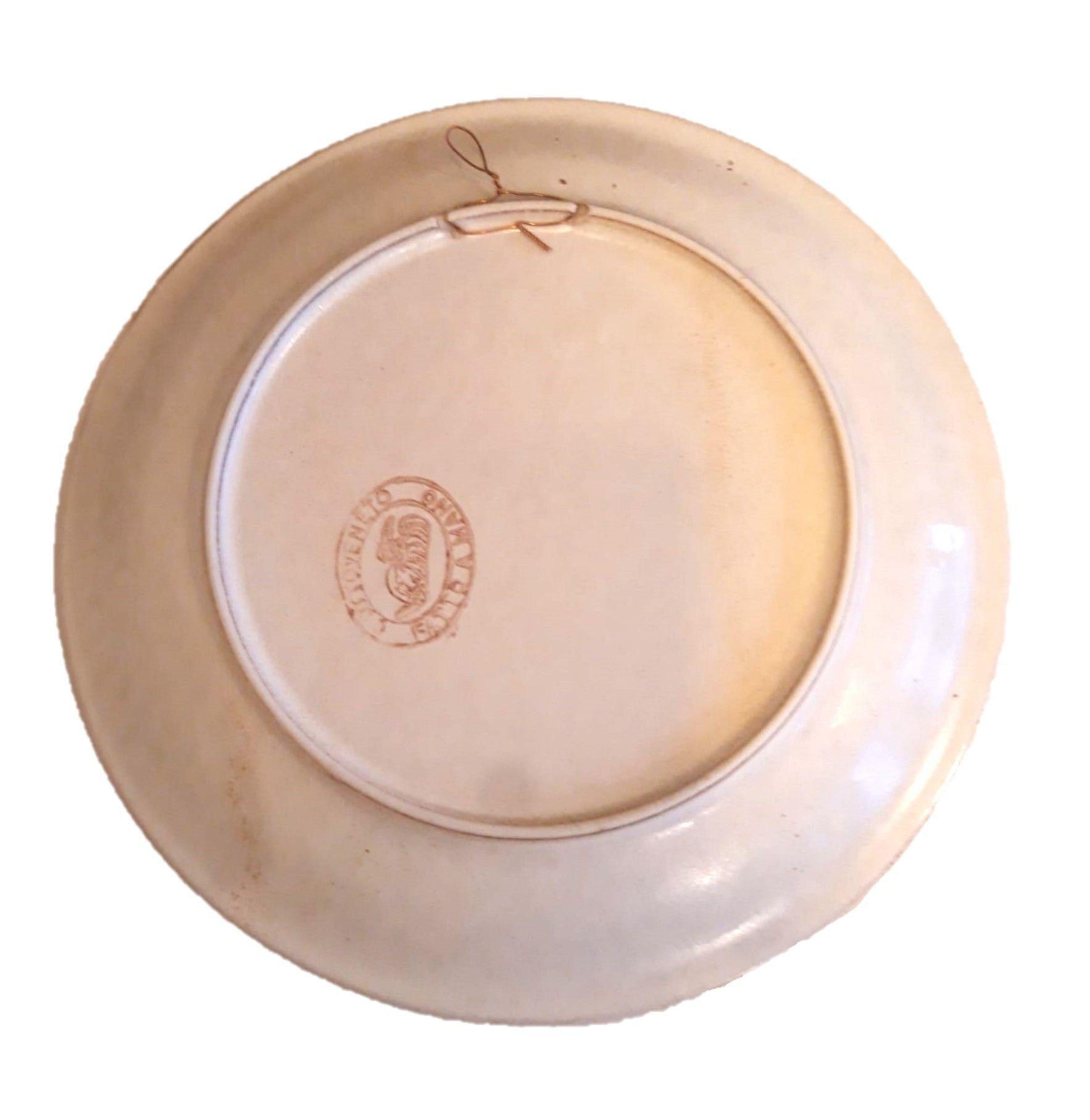 Cottoveneto Piatto Erbolario Mentha Pulegium Tondo Piano in ceramica Decorativo da appendere diametro 24 cm Fatto a Mano come Foto