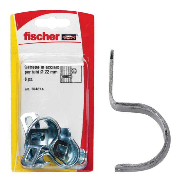 Fischer gaffette in acciaio per tubi diam. 16 - kit 33 confezioni da 10 fissaggi art. 504612