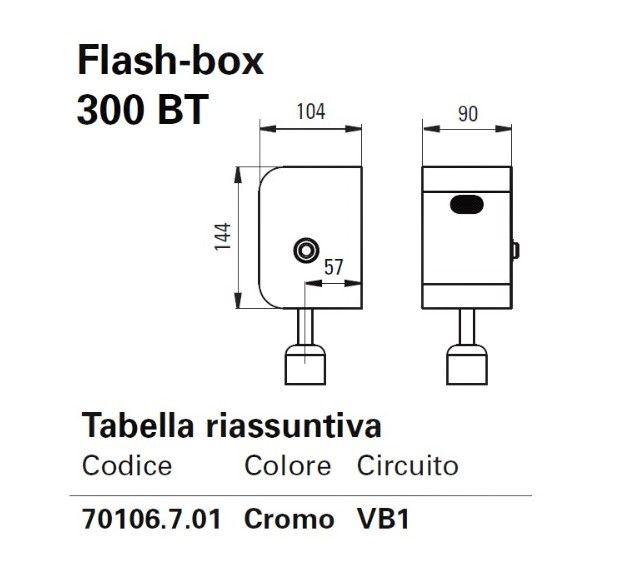 DMP Electronics Flush Box 300 BT Sistema elettronico esterno per orinatoio singolo con chassis esterno e circuito installato VB1 codice 70106.7.01 Cromo