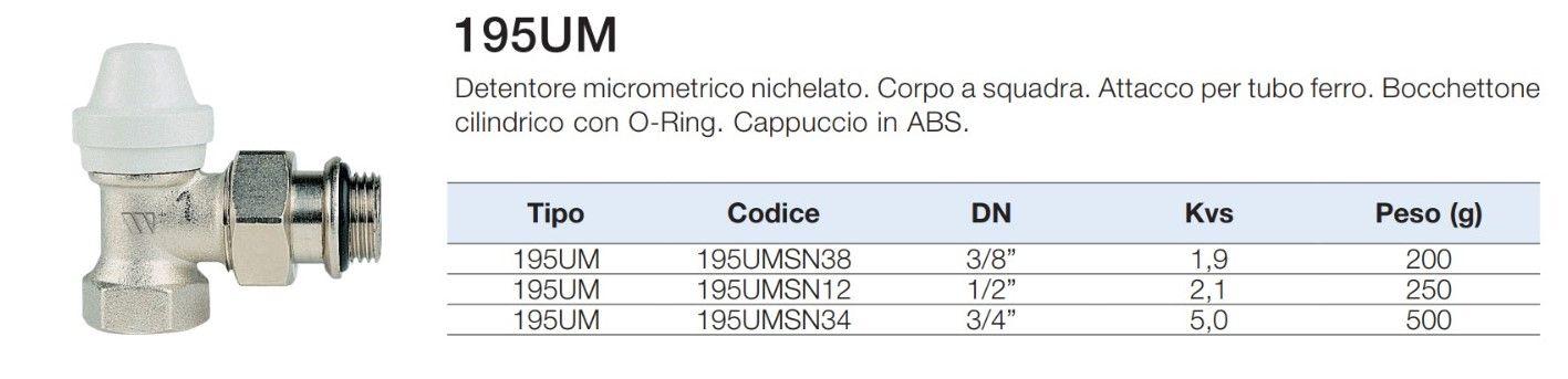 Watts Detentore micrometrico nichelato Codice  195UMSN12 DN 1/2" - DN Tubo 1/2" Corpo a squadra