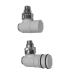 Tubes Set Valvola Termostatizzabile e Detentore ad Angolo per Rame o Multistrato con Codolo da 3/8" Bianco Standard Ral 9010 lucido come foto